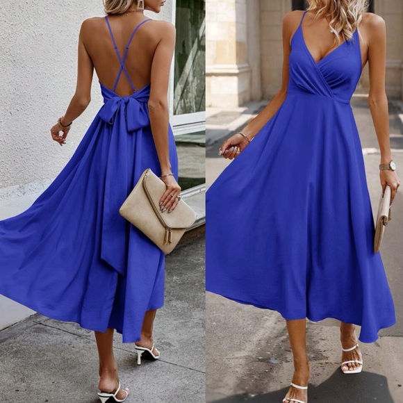 Luxe crisscross tie back dress - Picture 1 of 16